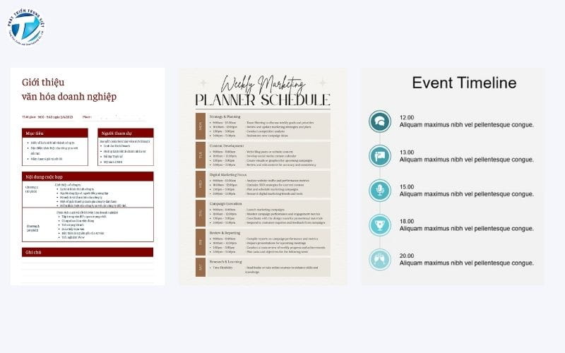  Agenda khác với Schedule và Timeline